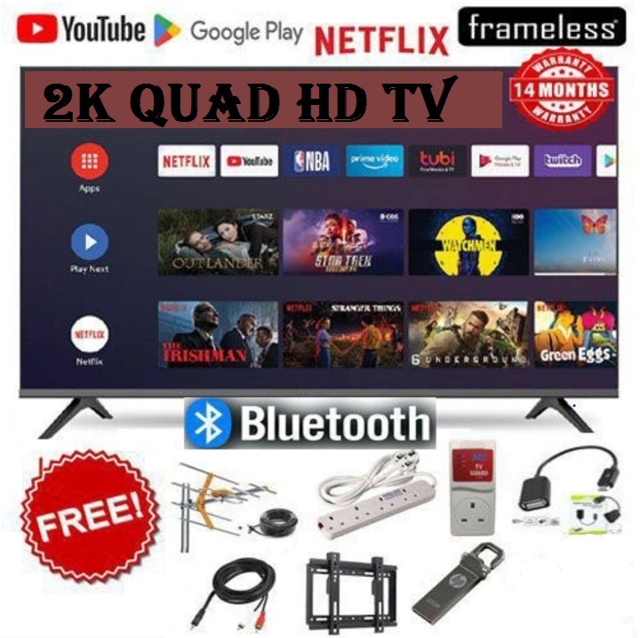 Vitron 43 inch Smart TV Whale OS HTC43W 2K QUAD HD LED TV WIFI Enabled Bluetooth Connectivity Frameless Television Netflix YouTube Prime Video Inbuilt Decoder DSTV Stream Vitron43 plus 7 FREE GIFTS