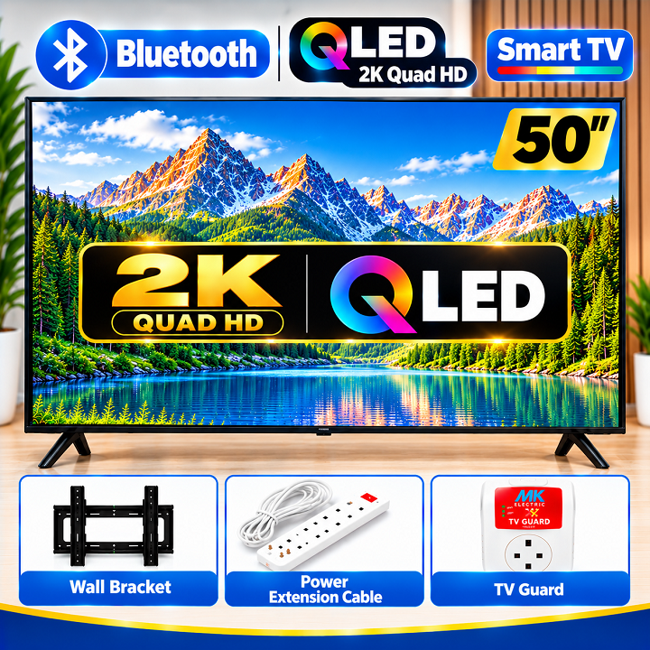 VITRON 50" INCH SMART TV QLED HTC50QW 4K UHD BLUETOOTH WIFI TELEVISION INBUILT DECODER NETFLIX YOUTUBE APPSTORE 1.5GBRAM 8GBROM VITRON50INCH VITRON TV VitronTV WHALE TV+FREE TVGUARD+BRACKET+EXTENSION