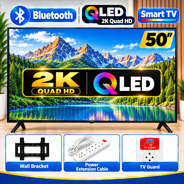 VITRON 50" INCH SMART TV QLED HTC50QW 4K UHD BLUETOOTH WIFI TELEVISION INBUILT DECODER NETFLIX YOUTUBE APPSTORE 1.5GBRAM 8GBROM VITRON50INCH VITRON TV VitronTV WHALE TV+FREE TVGUARD+BRACKET+EXTENSION