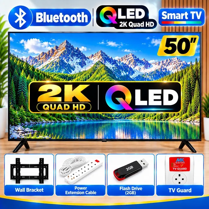 VITRON 50" INCH SMART TV QLED HTC50QW 2K QUAD HD BLUETOOTH TV WIFI TELEVISION INBUILT DECODER NETFLIX YOUTUBE TV APPSTORE 1.5GBRAM 8GBROM VITRON50INCH VITRON TV VitronTV WHALE TV  + 4 FREE GIFTS