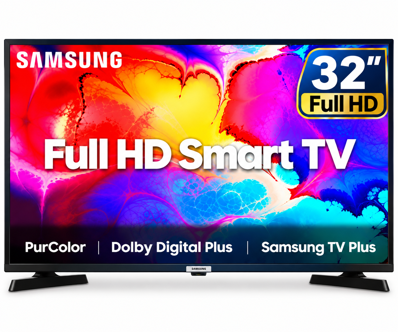 Samsung 32" inch Smart TV Full HD HDR Television Built-in Wi-Fi Inbuilt Decoder Netflix YouTube TV Dolby OTS Lite Knox Security One UI Tizen OS Samsung TV Samsung32inch TV+FREE EXTENSION+BRACKET+FLASH
