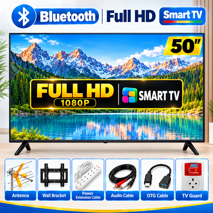 VITRON 50" INCH SMART ANDROID TV HTC5008FS 2K FULL HD TELEVISION BLUETOOTH ENABLED WIFI CONNECITIVITY INBUILT DECODER ICAST NETFLIX YOUTUBE APPSTORE VITRONTV VITRON50 VITRON TV+ 6 EXTRA  ACCESSORIES