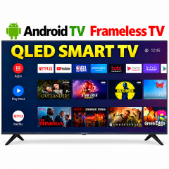 VITRON 32" Inch Smart Android TV QLED TV HTC3288QS FRAMELESS TELEVISION Inbuilt Decoder 4 local channels Inbuilt WIFI CONNECTIVITY Netflix YouTube App store ICAST VITRON TV  Vitron32" TV+ 7 FREE GIFTS