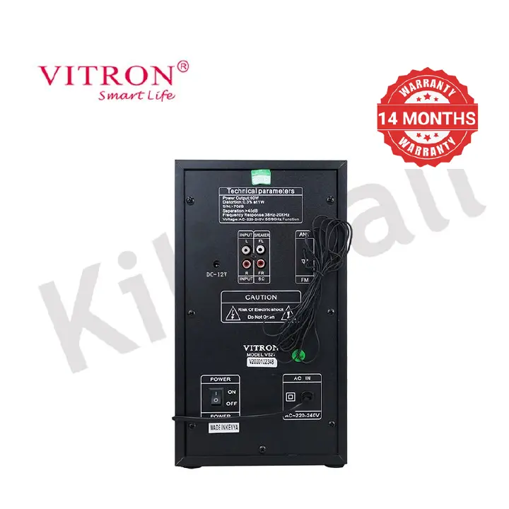 【BIG OFFER】Vitron 2.1CH Multimedia Bluetooth Woofer Speaker System Subwoofer Soundbar BT/USB/SD/FM Subwoofer Home Audilo System Sound bar with Remote Control 9000W V527 Black 9000W  V527 Deep Bass