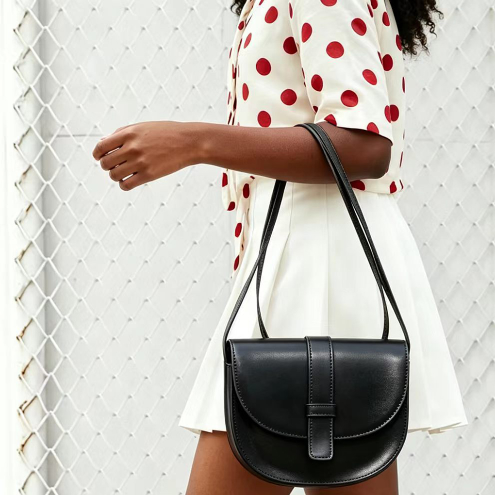 Solid Color Saddle Bag Shell Women's Single Shoulder Bag Messenger Personalized Mobile Phone Handbag