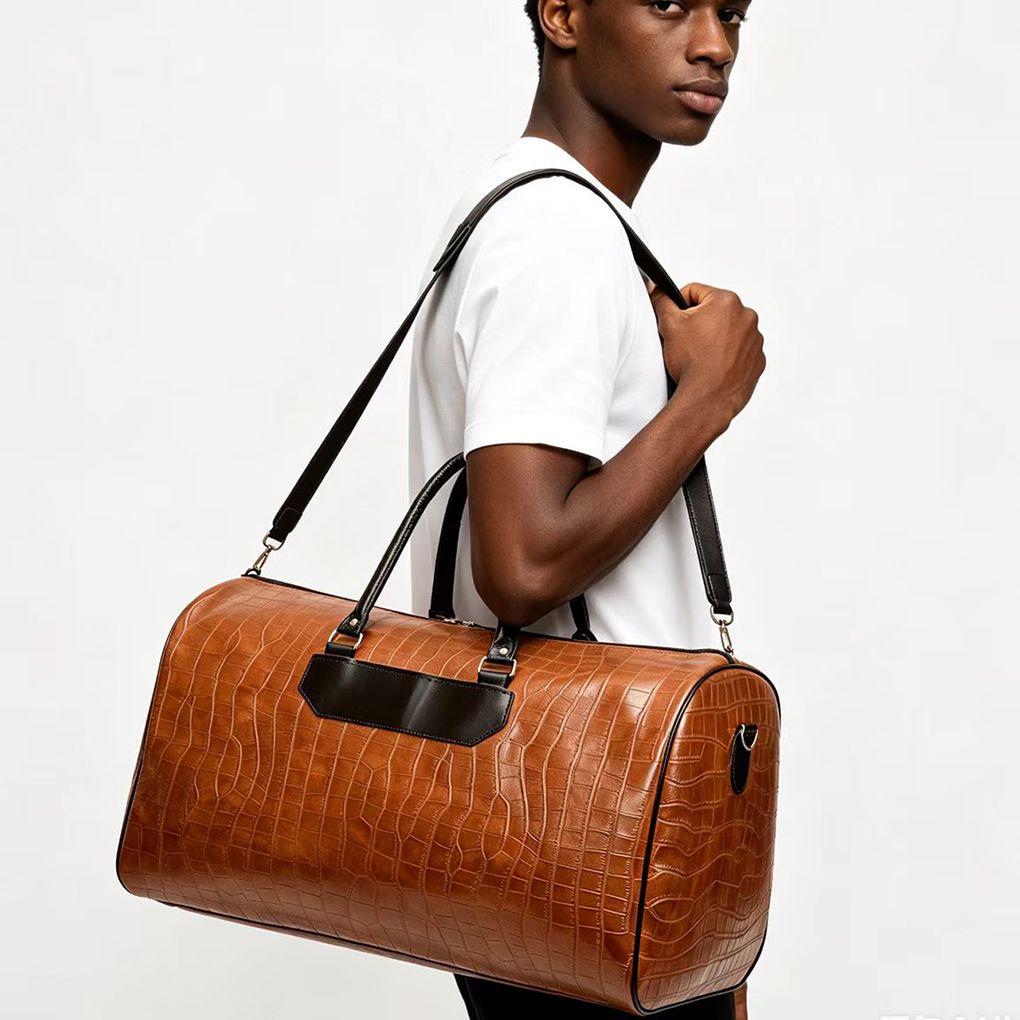 Men's Large Capacity High Quality Travel Bag PU Leather Sports Duffle & Gym Bags