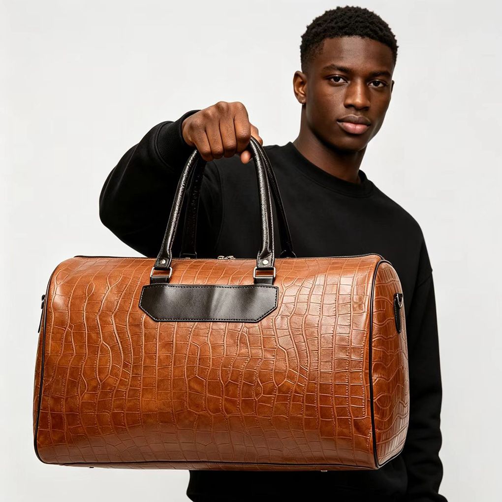 Men's Large Capacity High Quality Travel Bag PU Leather Sports Duffle & Gym Bags