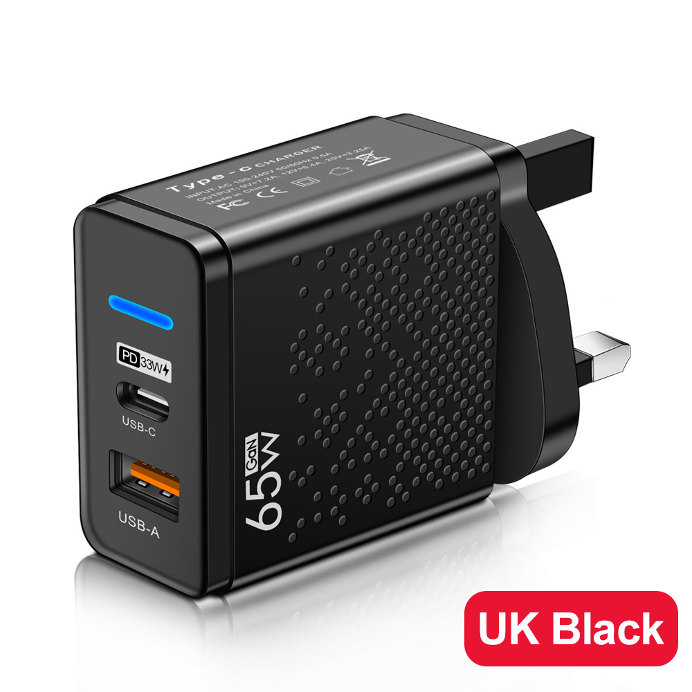 30W Wall Charger with 3-Port Smart Shunt Fast Charging PD20W + QC3.0 & 6 Protections Compact UK Plug Voltage Surge Guard for Kenya Travel iPhone/Samsung/Laptop