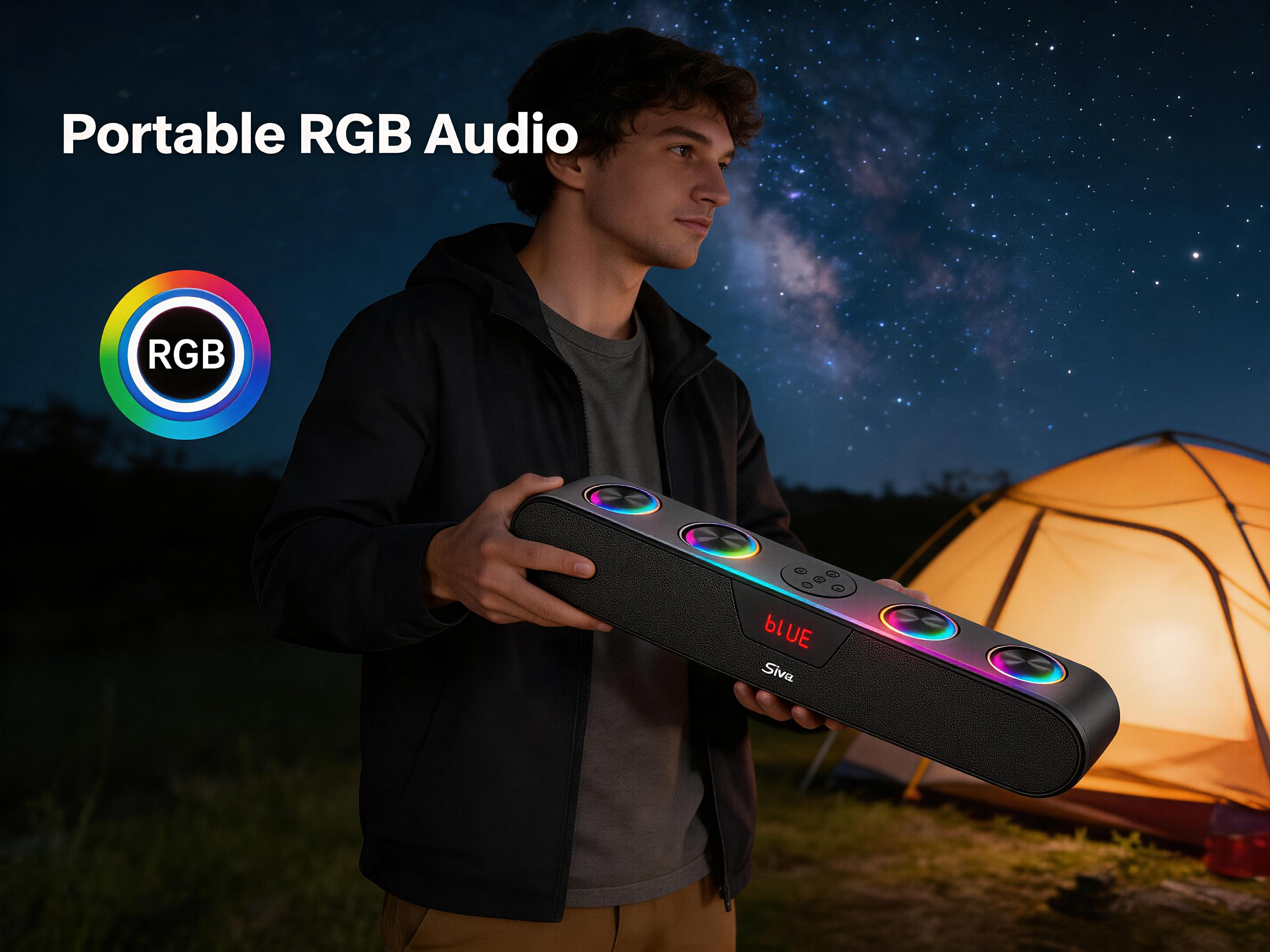 20W Bluetooth Speaker 5.0 2H Charge for 6H Bass Music Playtime Wireless Soundbar Trumpet Bass with TF/AUX Input 1200mAh Fast Charge 10M Range for Camping/Travel/Church Choir Speaker