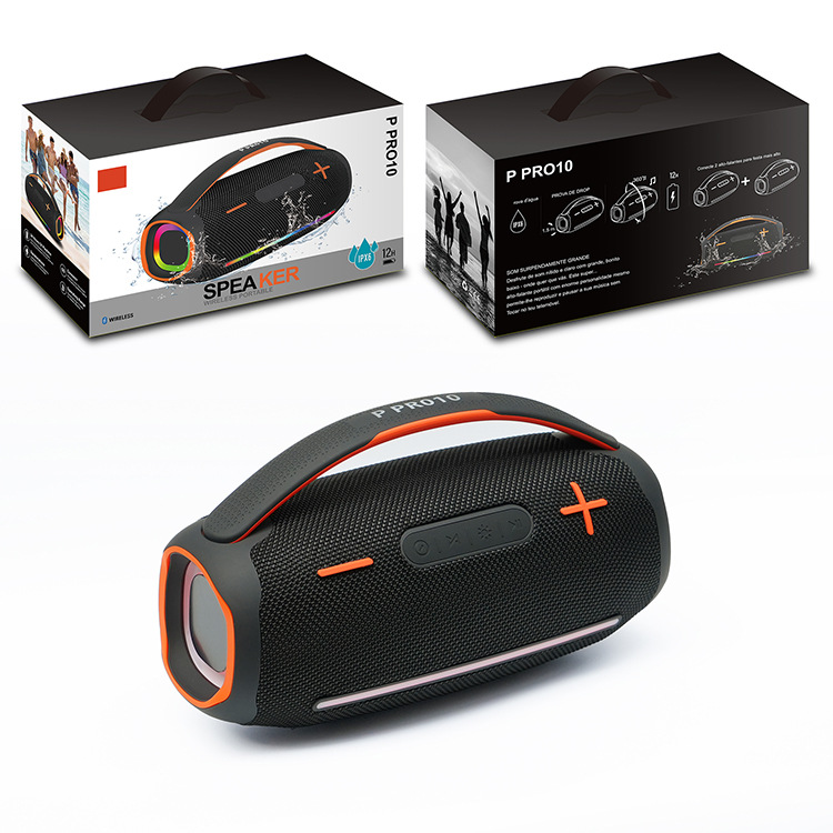 30W Portable Bluetooth Speaker Woofer Surround Stereo RGB Light Trumpet Bass Wireless Speaker Deep Bass Waterproof Plug-in Card Subwoofer AUX/TWS