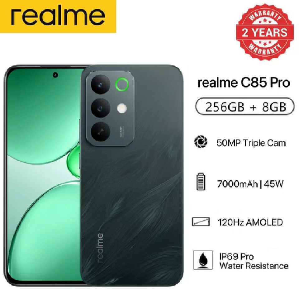 [Black Friday Sale] New Arrival Realme C85 Pro AI phone 256GB+8GB 6.8'' 120Hz AMOLED 7000mAh 45W Titan Battery IP69 PR0 Water Resistance 50MP Android 15 Type-C Dual Sim Smart Phones Fingerprint Unlock