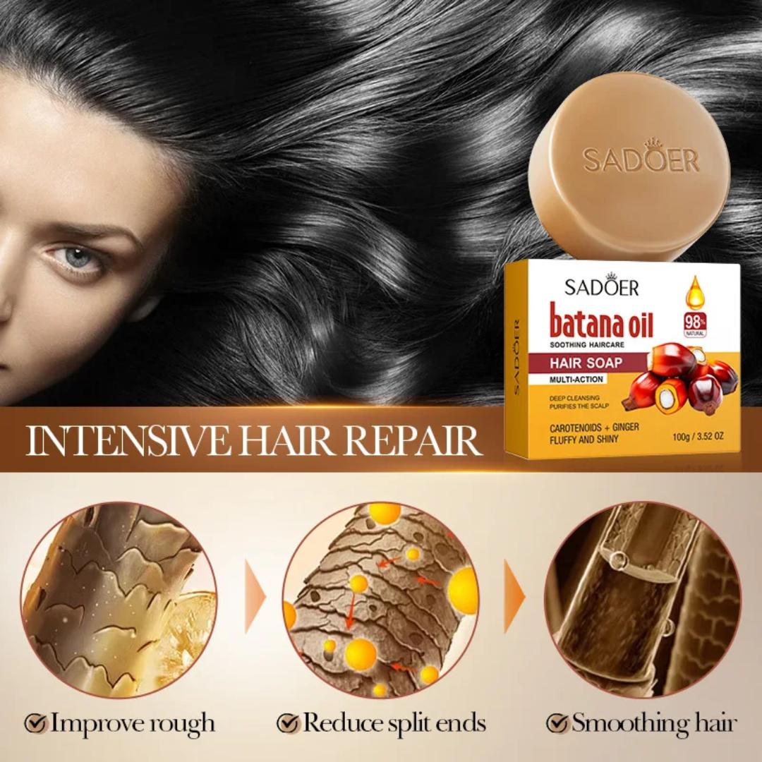 Sadoer Batana Oil, Scalp Soothing Haircare Soap, Batana Oil Soap, Repair Damaged Hair, Improve Frizzy and Dry Hair, Oil Control and Anti Dandruff Hare Care Soap