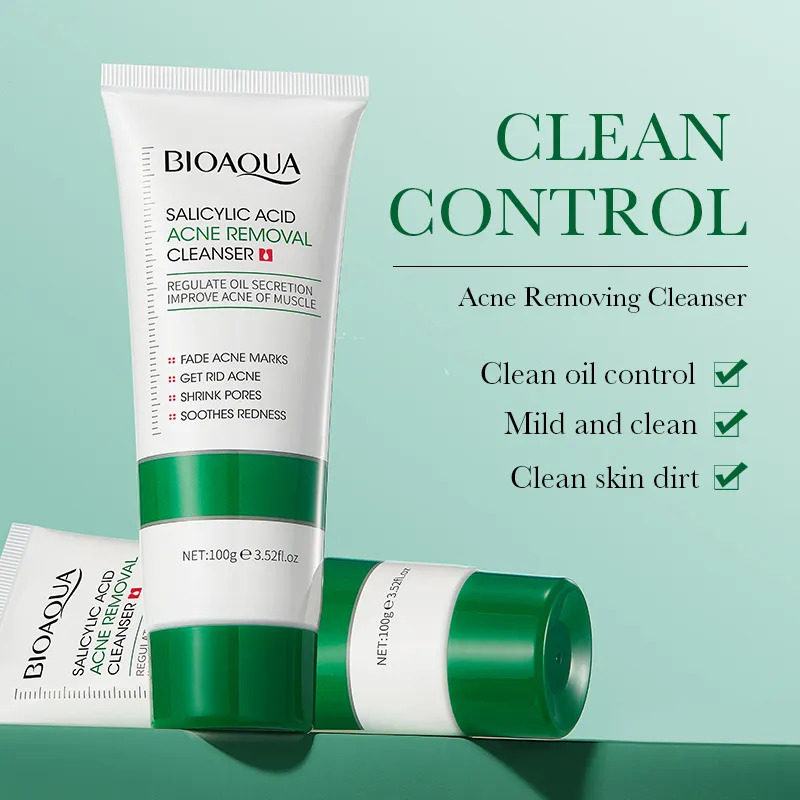 Bioaqua Foaming Cleanser, The Product is Salicylic Acid Based Facial Cleanser for Soothing Redness, Anti Acnes, Shrinking Pores and Fade Acne Marks, Can use Vitamin C After Cleansing or a moisturizer