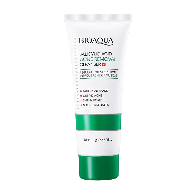 Bioaqua Foaming Cleanser, The Product is Salicylic Acid Based Facial Cleanser for Soothing Redness, Anti Acnes, Shrinking Pores and Fade Acne Marks, Can use Vitamin C After Cleansing or a moisturizer