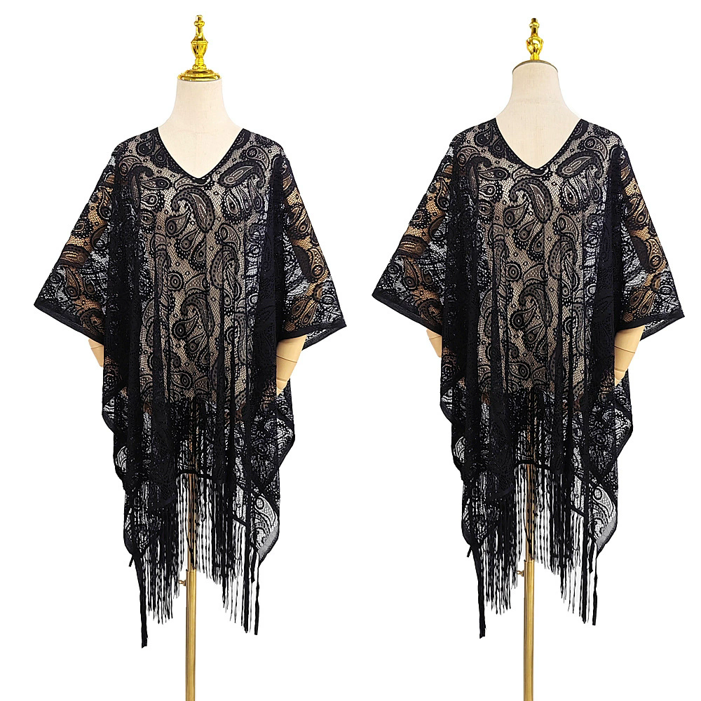 Summer Cover Ups Women Swimsuit Tassel 3/4 Sleeve Robes Bathing Suit 2026 New Solid Color Beach Holiday Dresses White Cover-Up
