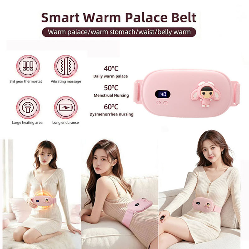 USB Rechargeable Cordless Heating Pad Electric Waist Belt Warmer 3 Heat Levels Portable Menstrual Cramp Relief Massage Device  ,Smart Warm Palace Belt , Pain Relief for Back & Stomach