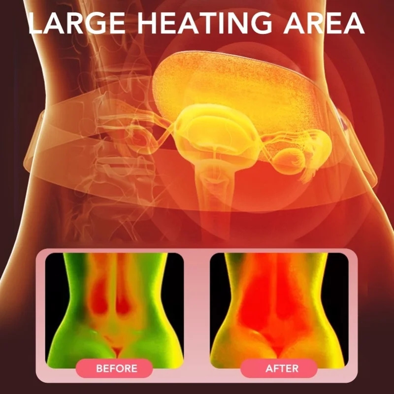 USB Rechargeable Cordless Heating Pad Electric Waist Belt Warmer 3 Heat Levels Portable Menstrual Cramp Relief Massage Device  ,Smart Warm Palace Belt , Pain Relief for Back & Stomach