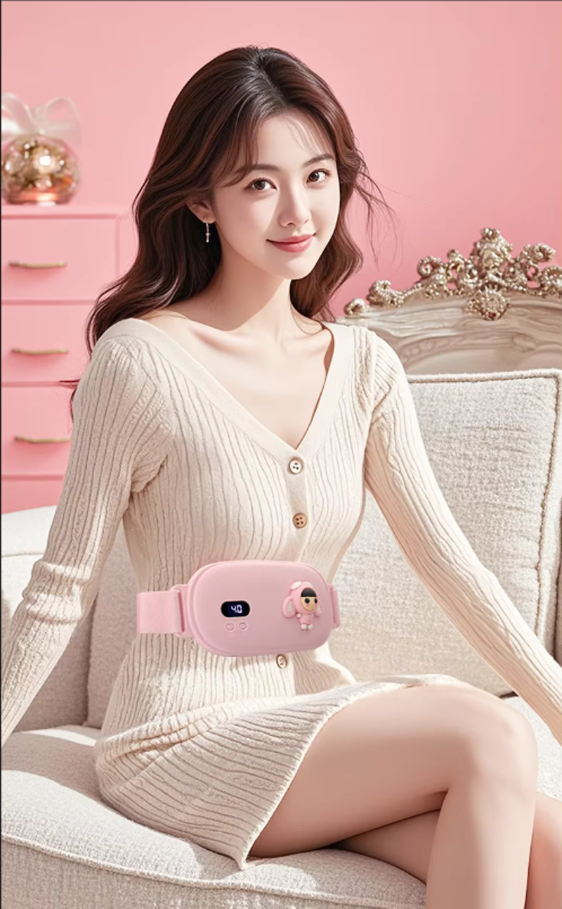 USB Rechargeable Cordless Heating Pad Electric Waist Belt Warmer 3 Heat Levels Portable Menstrual Cramp Relief Massage Device  ,Smart Warm Palace Belt , Pain Relief for Back & Stomach