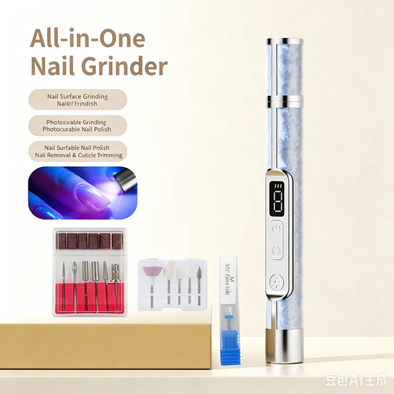 18-in-1 Polisher, USB Rechargeable Electric Nail Drill File & Polisher Tool with Digital Display, Manicure & Pedicure Kit for Gr