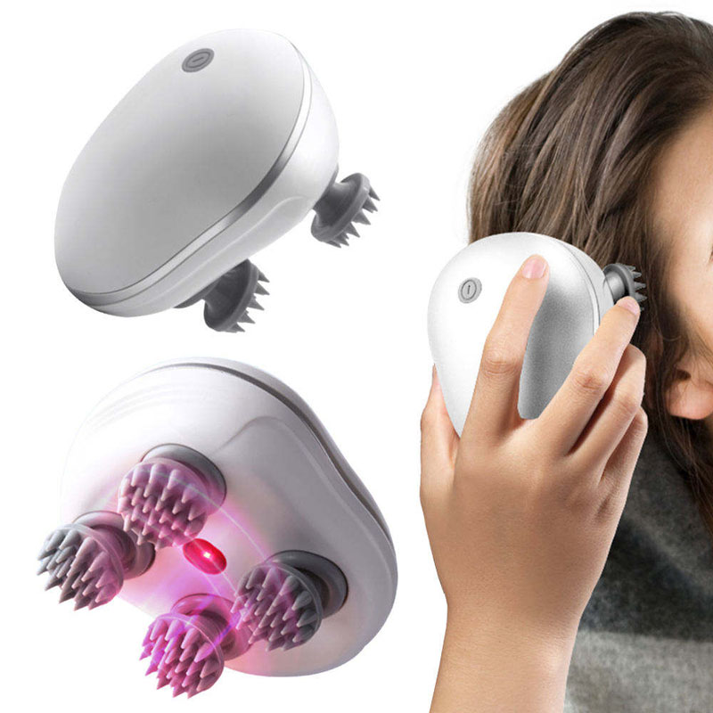 Wireless Electric Scalp Massager, Waterproof Kneading Vibration Head Massager with Red Light Therapy, Portable Washable Massager for Scalp Stress Relief, Shoulder Neck Body & Pet Massage