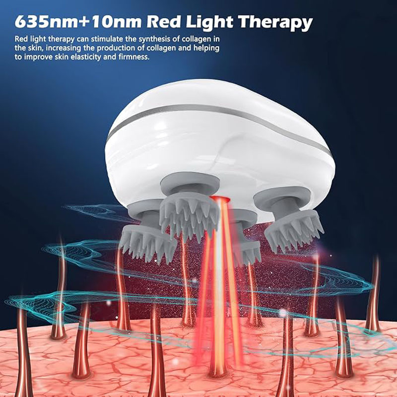 Wireless Electric Scalp Massager, Waterproof Kneading Vibration Head Massager with Red Light Therapy, Portable Washable Massager for Scalp Stress Relief, Shoulder Neck Body & Pet Massage