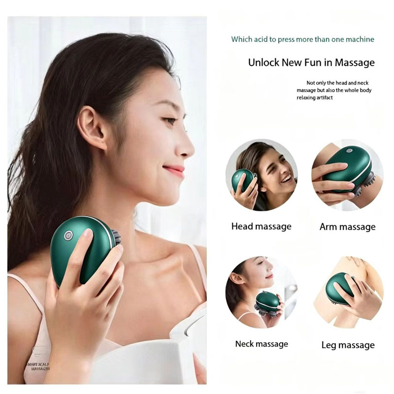 Wireless Electric Scalp Massager, Waterproof Kneading Vibration Head Massager with Red Light Therapy, Portable Washable Massager for Scalp Stress Relief, Shoulder Neck Body & Pet Massage