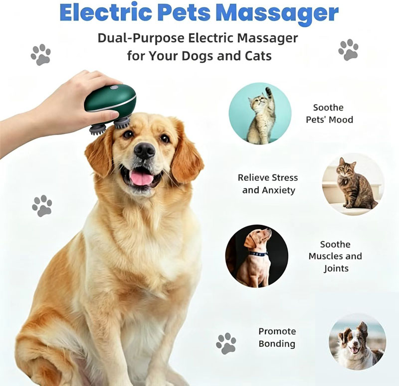 Wireless Electric Scalp Massager, Waterproof Kneading Vibration Head Massager with Red Light Therapy, Portable Washable Massager for Scalp Stress Relief, Shoulder Neck Body & Pet Massage