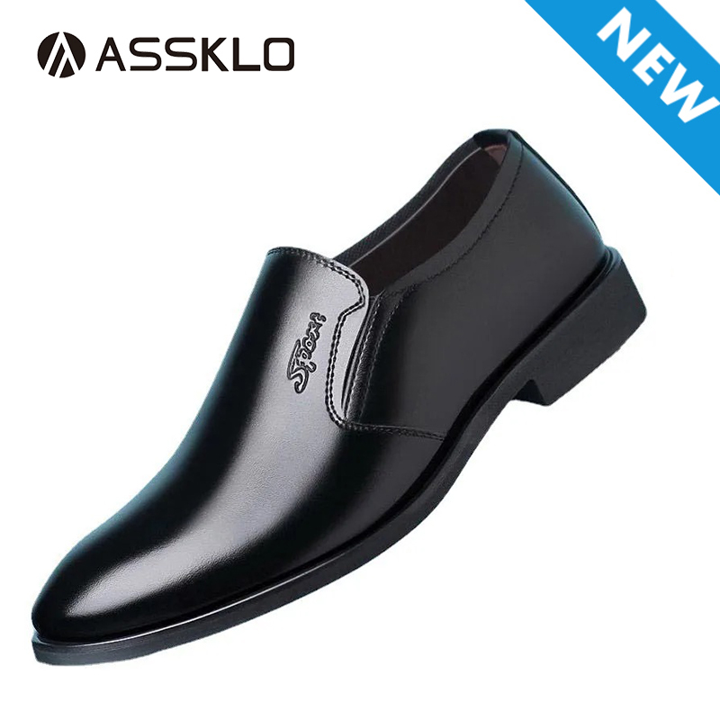 ASSKLO Men's Leather Shoes Fashion Casual Shoes Loafers Male Shoes Slip-Ons Shoes Business Shoes  Breathable Dress Shoes Pointed Toe Formal Shoes Rubber Sole PU Leather Man Pointed Boy Formal Office