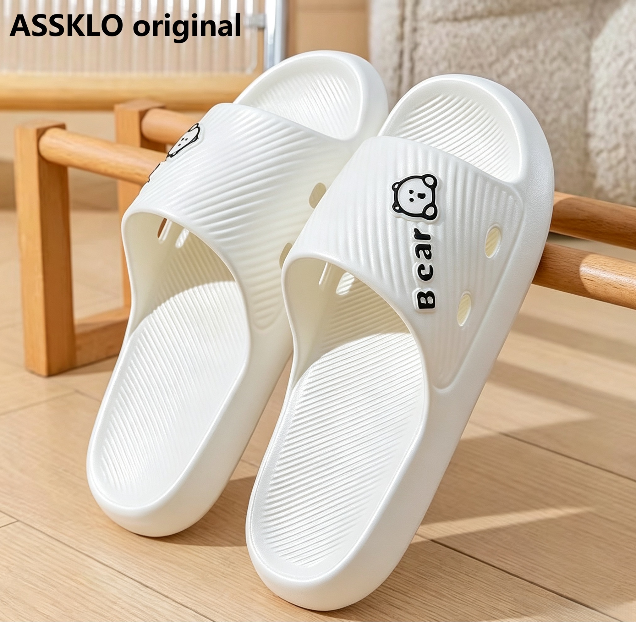 ASSKLO Fashion Women's Slippers Soft Bottom Sandals Slip-On Slippers Non-slip Ladies Slippers Homehold Bathroom Anti-Slip No Odor Footwear Outdoor Couples Sandals Female Beach Wear Female Slippers