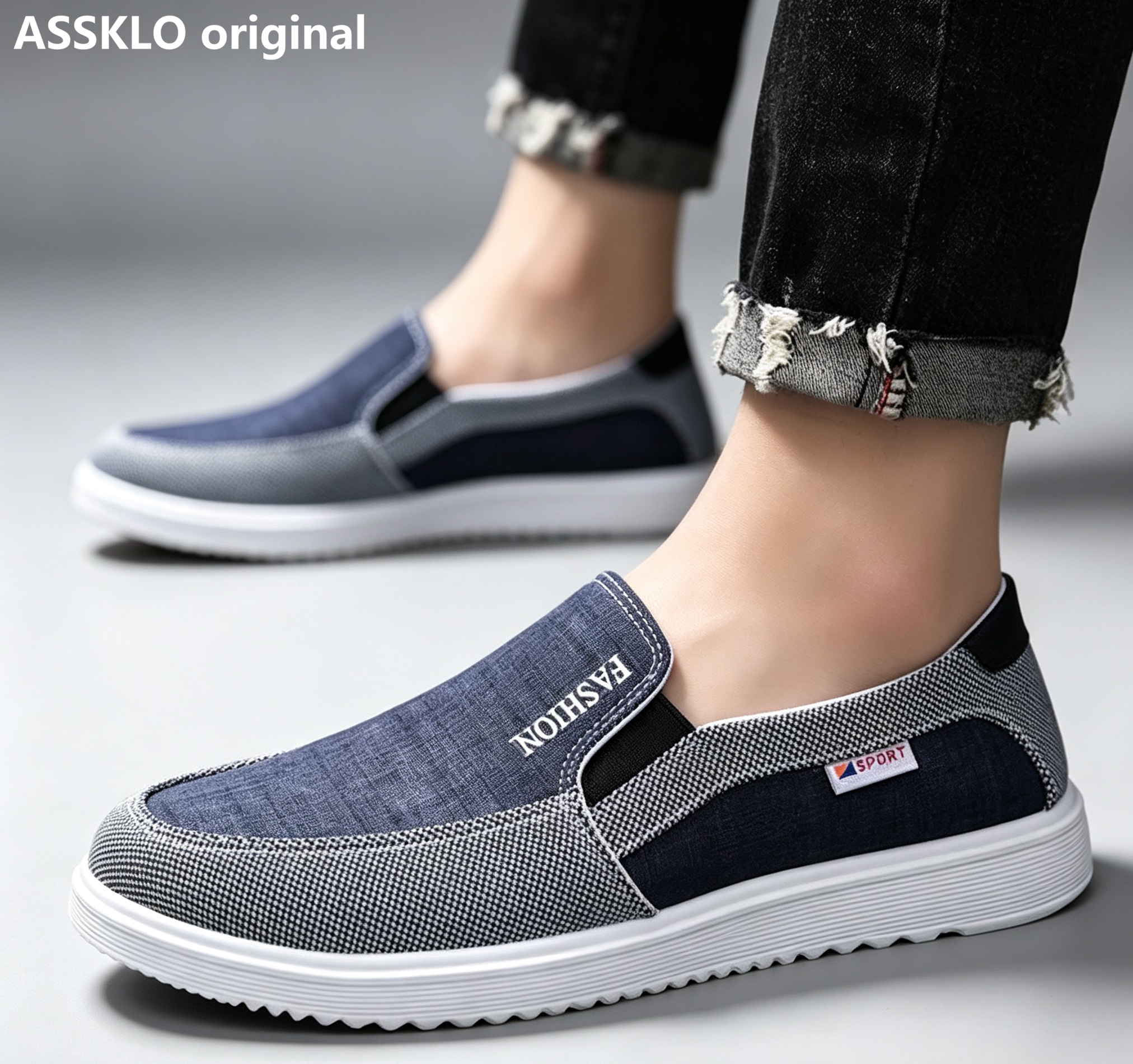 ASSKLO Large 41-46 Mens Shoes Sports Flat Shoes Sneakers Men's Loafers Shoes Comfortable Boy's Non-Slip Sports Shoes Canvas Shoes Flats Shoes Students Shoes Rubber Soled Slip-On cloth shoes