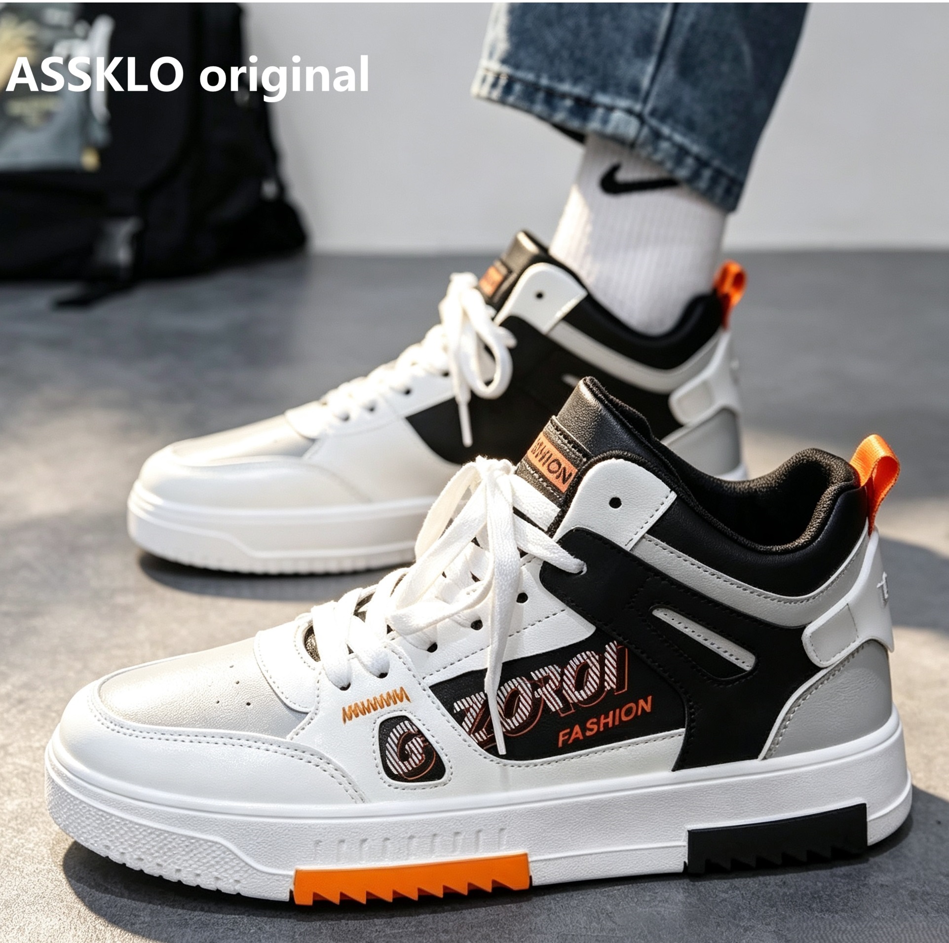 ASSKLO  NEW Fashion Sneakers Men's Shoes Men Sport Shoes Lace up High Top Basketball Shoes Versatile Thick Sole Sports and Casual Board Shoes Flats Athletic Outdoor Breathable Outdoor Running Shoes