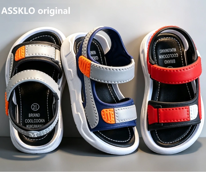 ASSKLO New Boys' Sandals Kids Boys Beach Water shoes Open Shoes Soft-Soled Non-Slip Kids Baby Shoes Kids Beach Shoes Comfortable Sandals Unisex Durable Lightweight Fashion Shoes Gray
