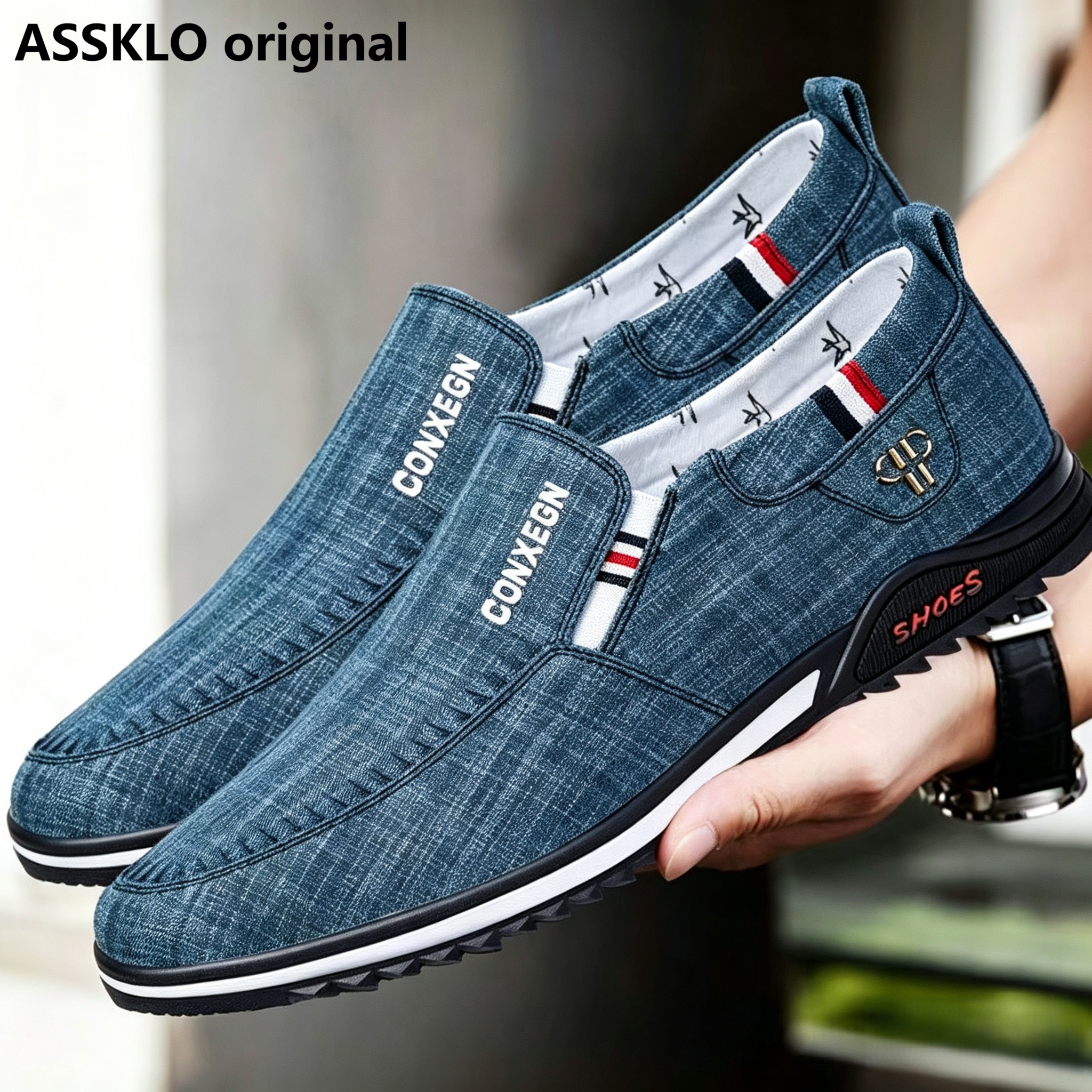 ASSKLO New Fashion Canvas Shoes Loafers Men's Shoes Men's Casual Shoes Cloth Shoes Driving Shoes Flats Sports Running Athletic Anti Odor Comfortable Rubber Sole Boy's Non-Slip Students Walking Shoes