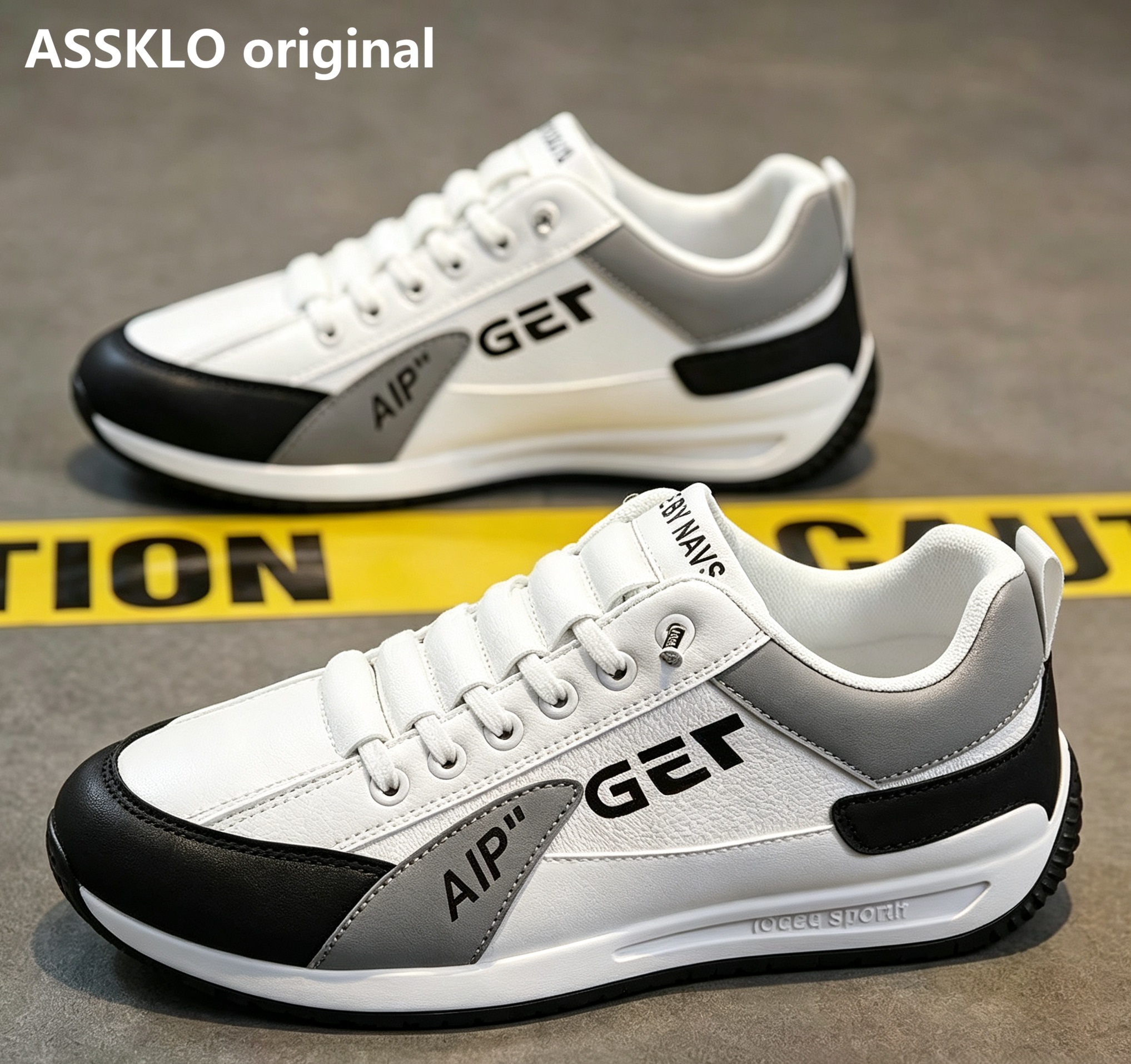 ASSKLO  Fashion Designer Men Sneakers Outdoor Casual Shoes PU Leather Breathable Walking Sports Shoes Men's Running Forrest Gump Shoes Flat Shoes Loafers Soft Sole Comfortable Durable white black