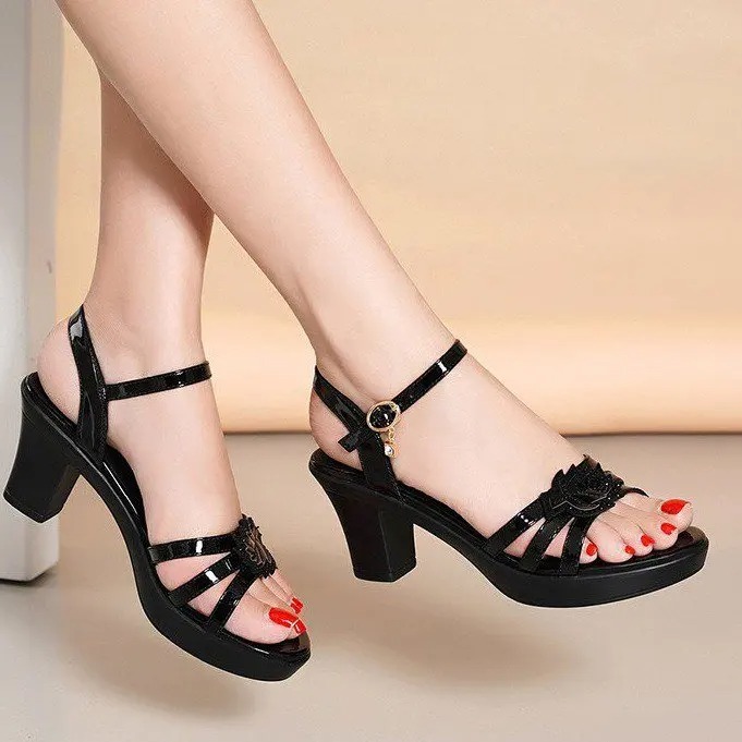 Women's Platform High Heel Sandals New Arrival Fashionable Square Toe Chunky Heels  Elegant Comfortable for Work & Daily Wear Fish Mouth Shoes