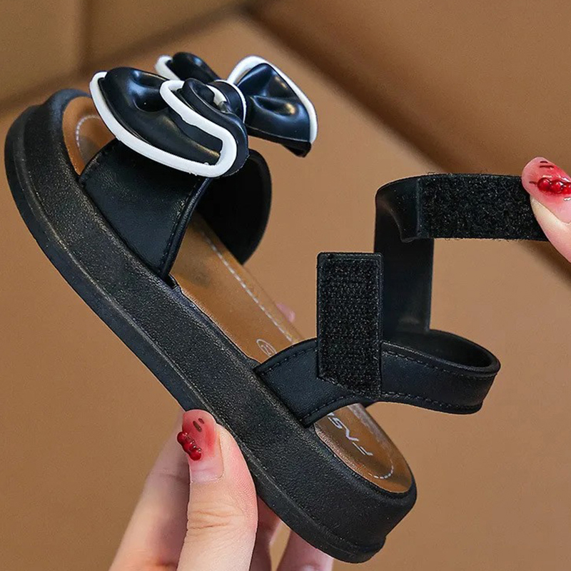 Children's Princess Sandals Summer New Non slip Soft Bottom Girls' Medium Large Children's Bow Girls' Shoes Baby Outdoor Beach Multi functional Sandals
