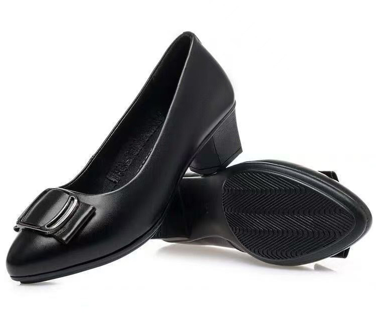 New High Quality Thick Heeled Single Shoes Women's High Heeled Shallow Mouth Comfortable Genuine Leather Office Women Shoes