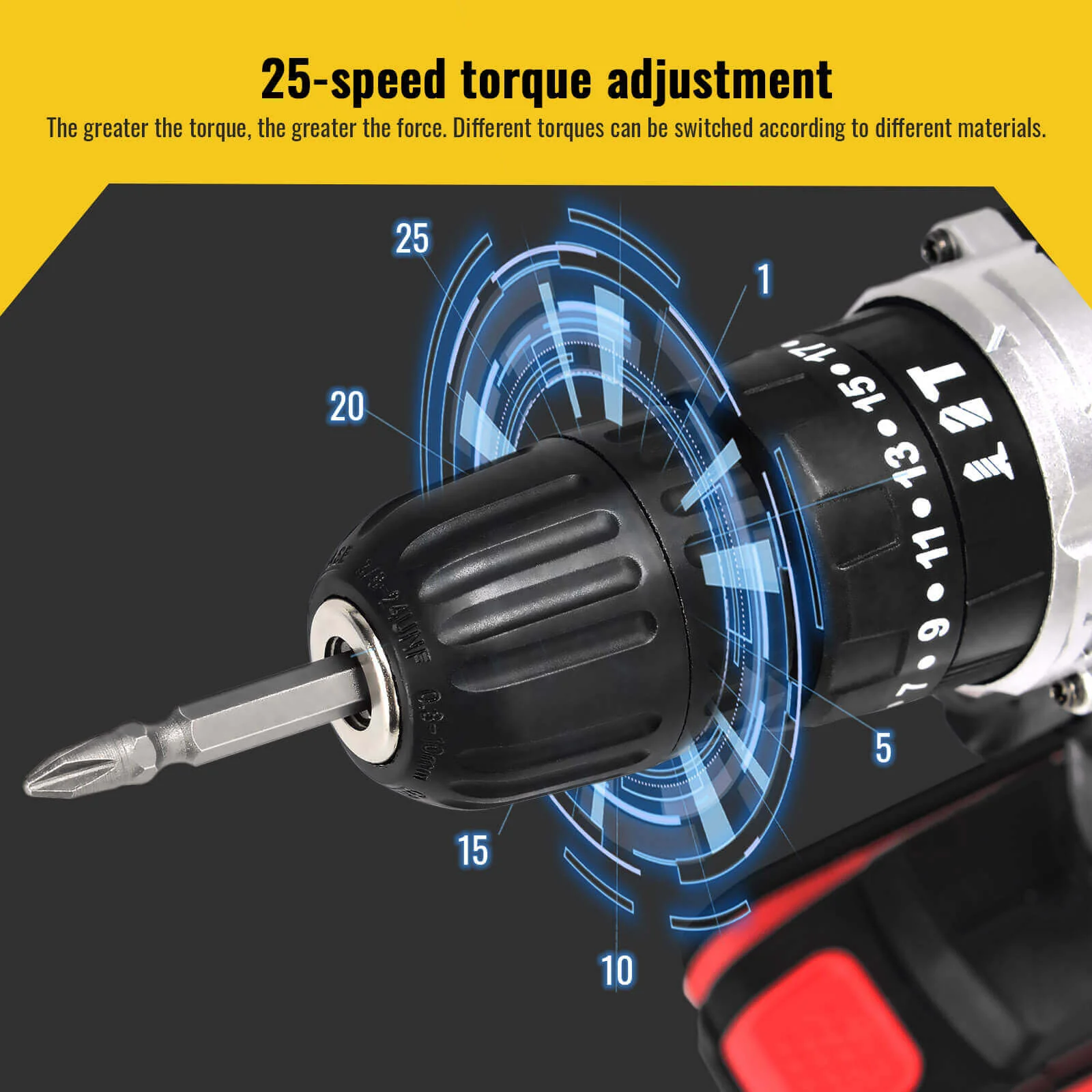 New arrival 21V electric drill with three functions can drill through walls. Industrial-grade commercial electric drill with a torque of up to 45-60 NM, suitable for electricians, carpenters