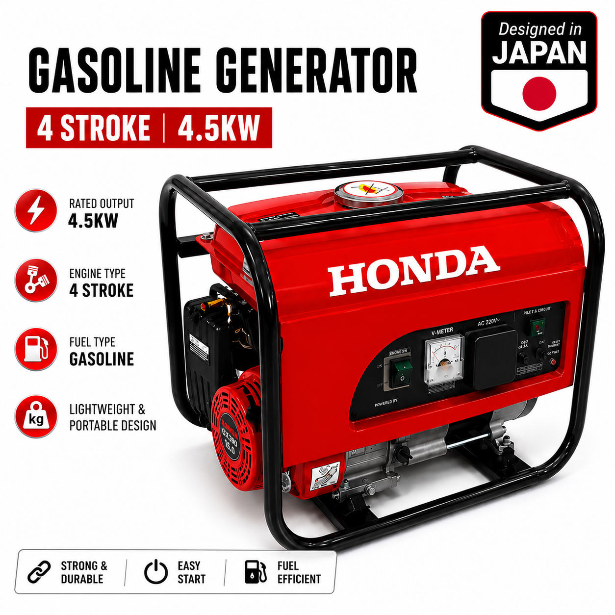 4.5KVA Heavy Duty MANUAL Start Petrol Gasoline Generator 4500Watts Generator