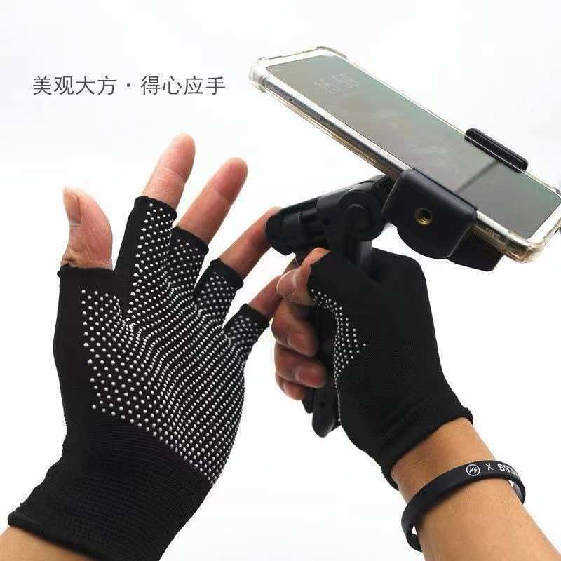 Nylon fingerless sports gloves - thin style - sun protection, anti-slip, durable, half-fingered gloves - touchscreen - suitable for fishing, barbecuing, work - suitable for both men and women