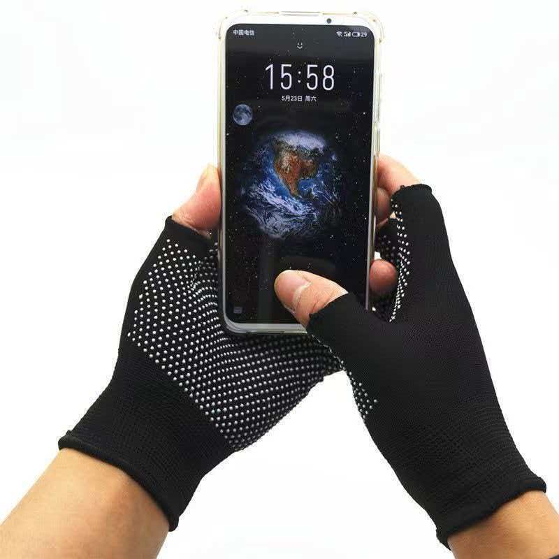 Nylon fingerless sports gloves - thin style - sun protection, anti-slip, durable, half-fingered gloves - touchscreen - suitable for fishing, barbecuing, work - suitable for both men and women