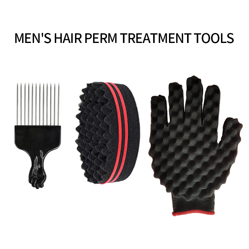 3PCS Hair Curl Magic Dread, Hair Brush for Black Men Curls ( Sponge Brush +Brush＋Glove (Single-sided))  Sponge Brush for Hair, Gentle Scalp Massage for Thick Curly Hair Care and Daily Grooming