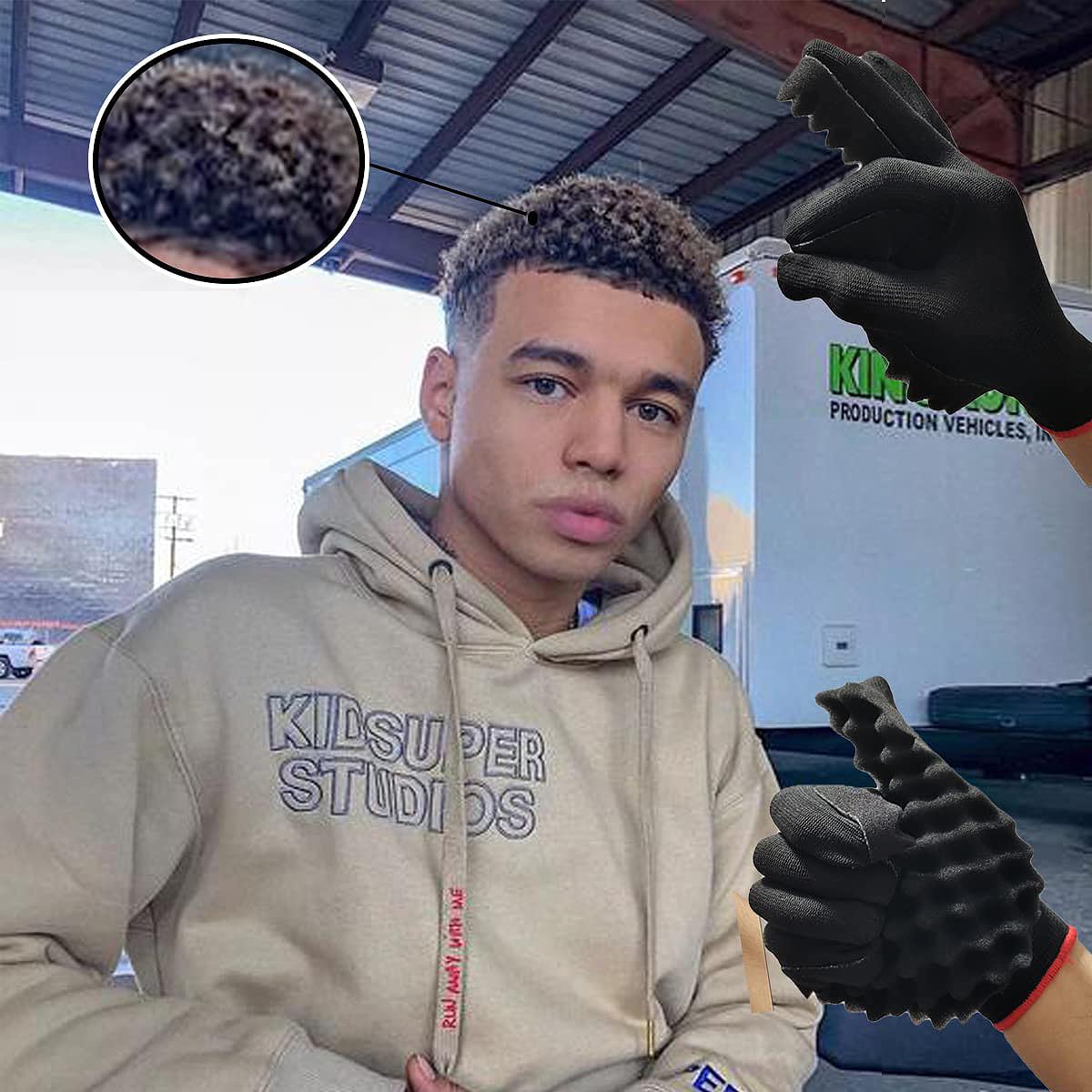 3PCS Hair Curl Magic Dread, Hair Brush for Black Men Curls ( Sponge Brush +Brush＋Glove (Single-sided))  Sponge Brush for Hair, Gentle Scalp Massage for Thick Curly Hair Care and Daily Grooming