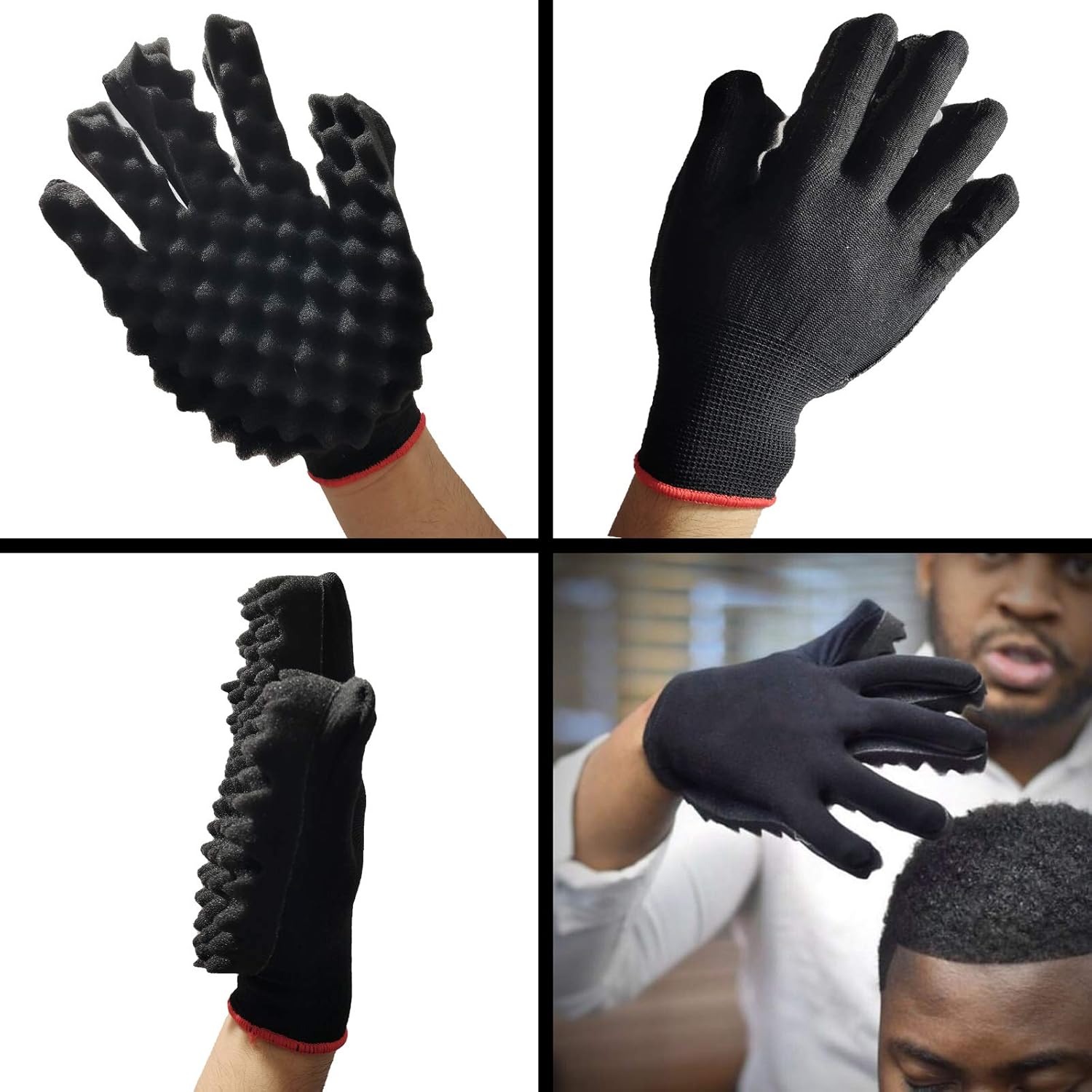 3PCS Hair Curl Magic Dread, Hair Brush for Black Men Curls ( Sponge Brush +Brush＋Glove (Single-sided))  Sponge Brush for Hair, Gentle Scalp Massage for Thick Curly Hair Care and Daily Grooming