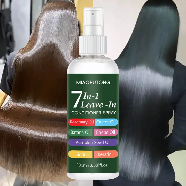 7 IN 1 Hair Smooth Spray: Moisturizing, Conditioning, Cleaning, Hair becomes smooth, fluffy and free of residue after use.