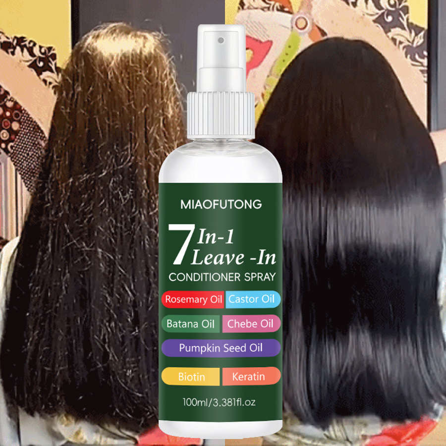 7 IN 1 Hair Smooth Spray: Moisturizing, Conditioning, Cleaning, Hair becomes smooth, fluffy and free of residue after use.