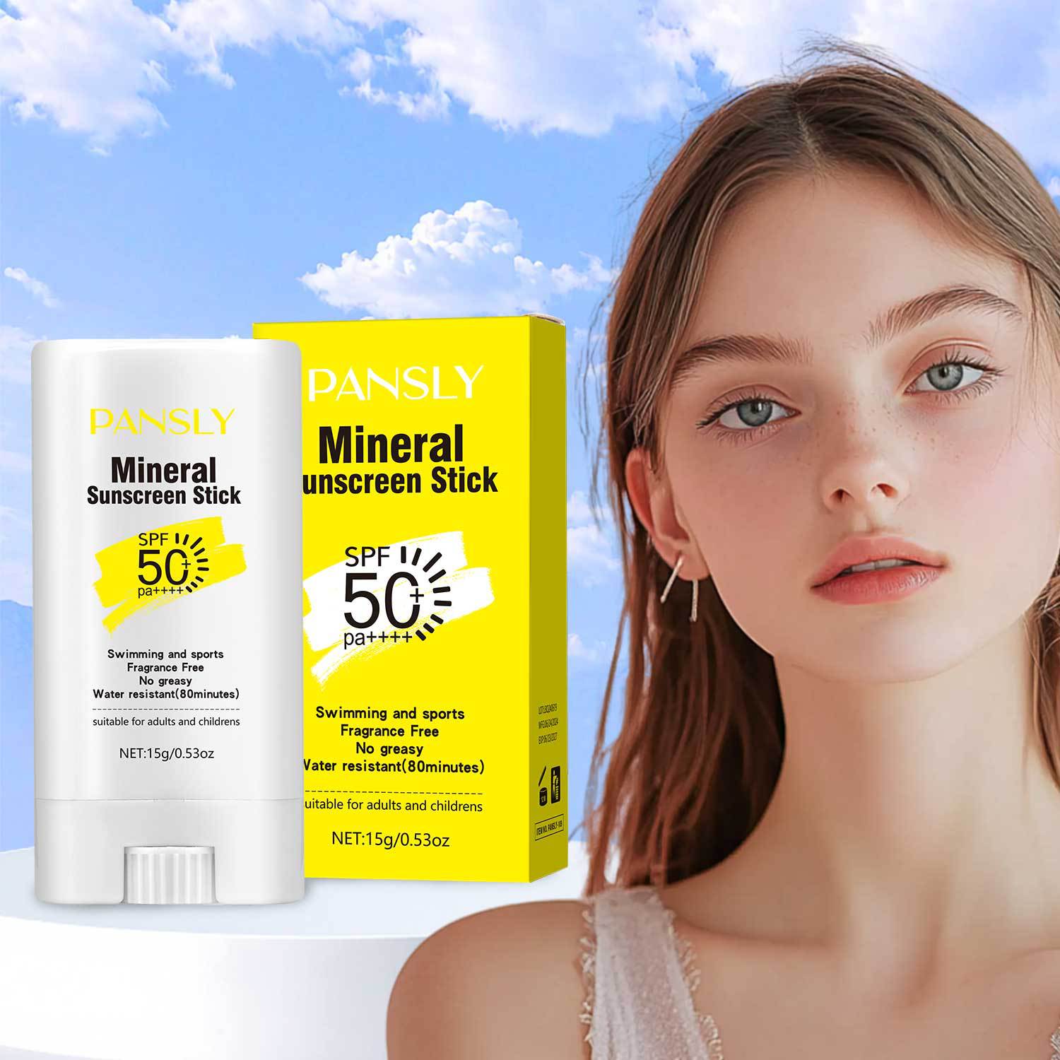 PANSLY Physical Sunscreen Stick - 15g - Refreshing and Non-Greasy Sunscreen