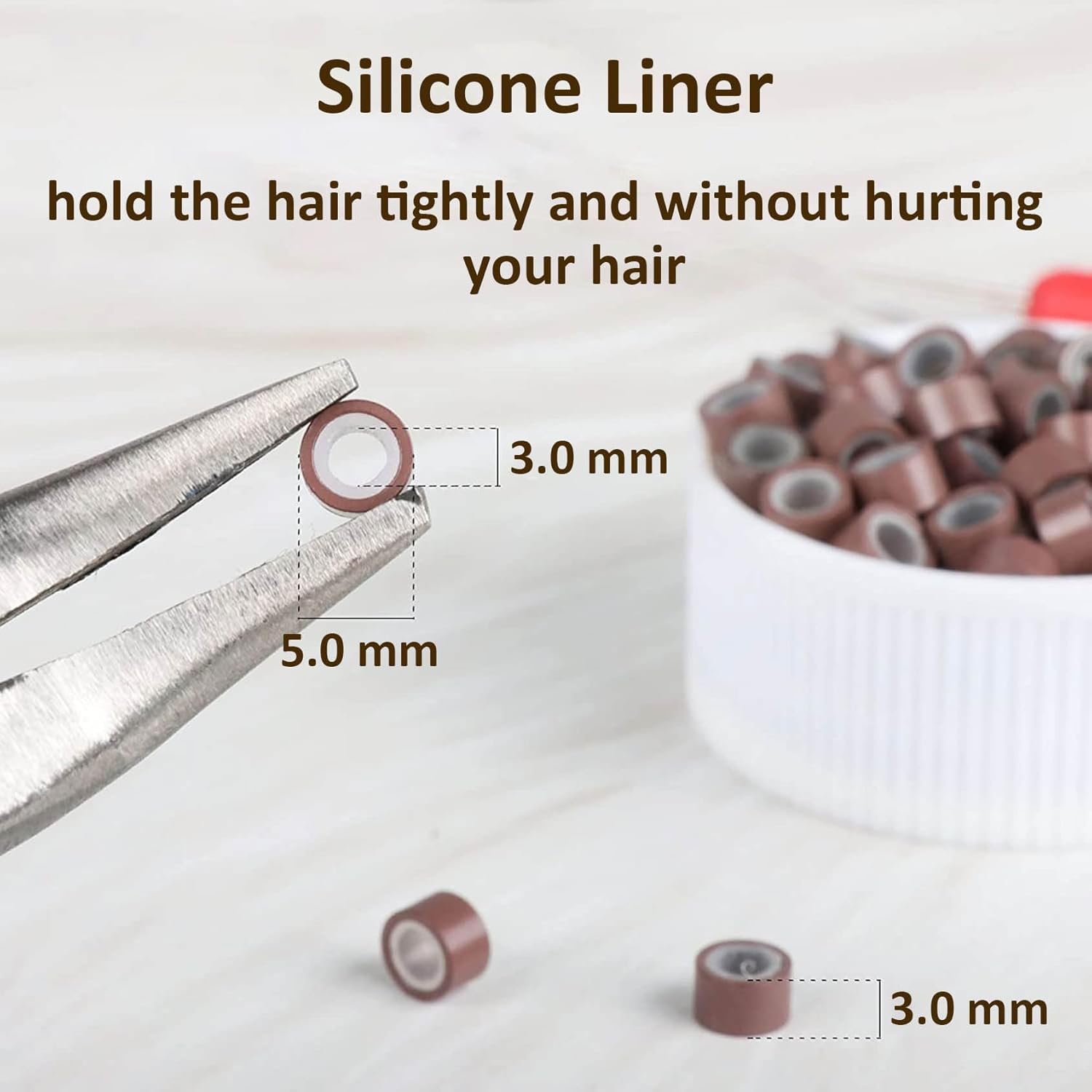 Hair Extension Tool Kit, 600 Silicone-Lined Micro Rings, 1 Pair of Pliers, 2 Hook Pull Loops, 10 Curved Hair Needles, 4 Metal Hair Clips, 1 Comb, 3 Rolls of Sewing Thread, 200 Mini Rubber Bands wig