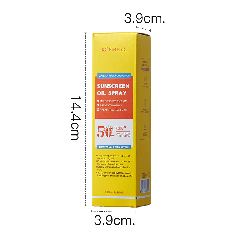 86ml KORMESIC Sunscreens spray with SPF50+ UV protection for the body and face Refuses to leave any white cast on the skin Aloe Vera