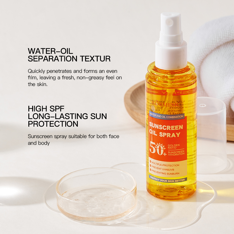 86ml KORMESIC Sunscreens spray with SPF50+ UV protection for the body and face Refuses to leave any white cast on the skin Aloe Vera